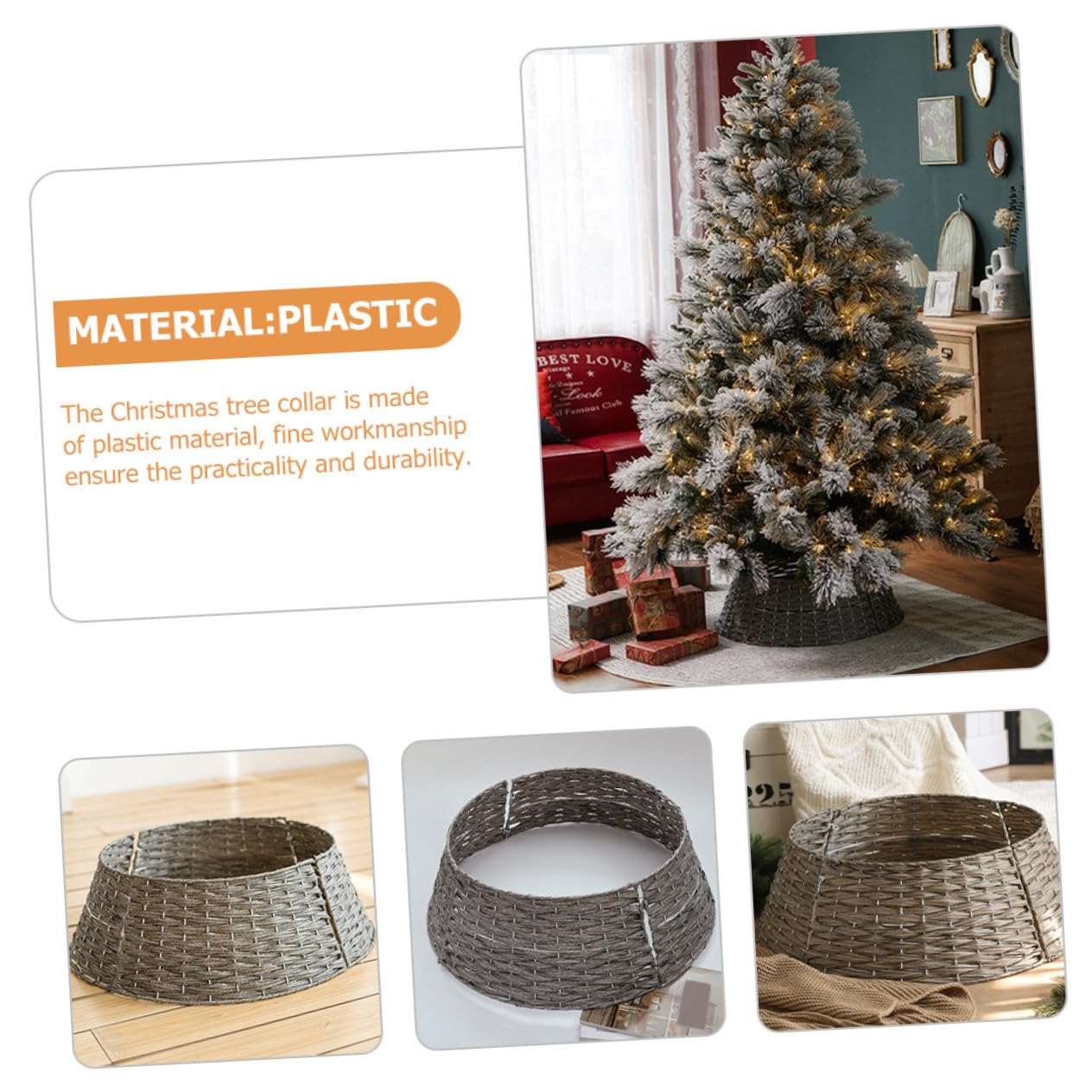Copri Base per Albero Festivo in Plastica Pratico e Resistente Design Intrecciato, Decorazione la Festa di Natale e Copertura Sotto Albero