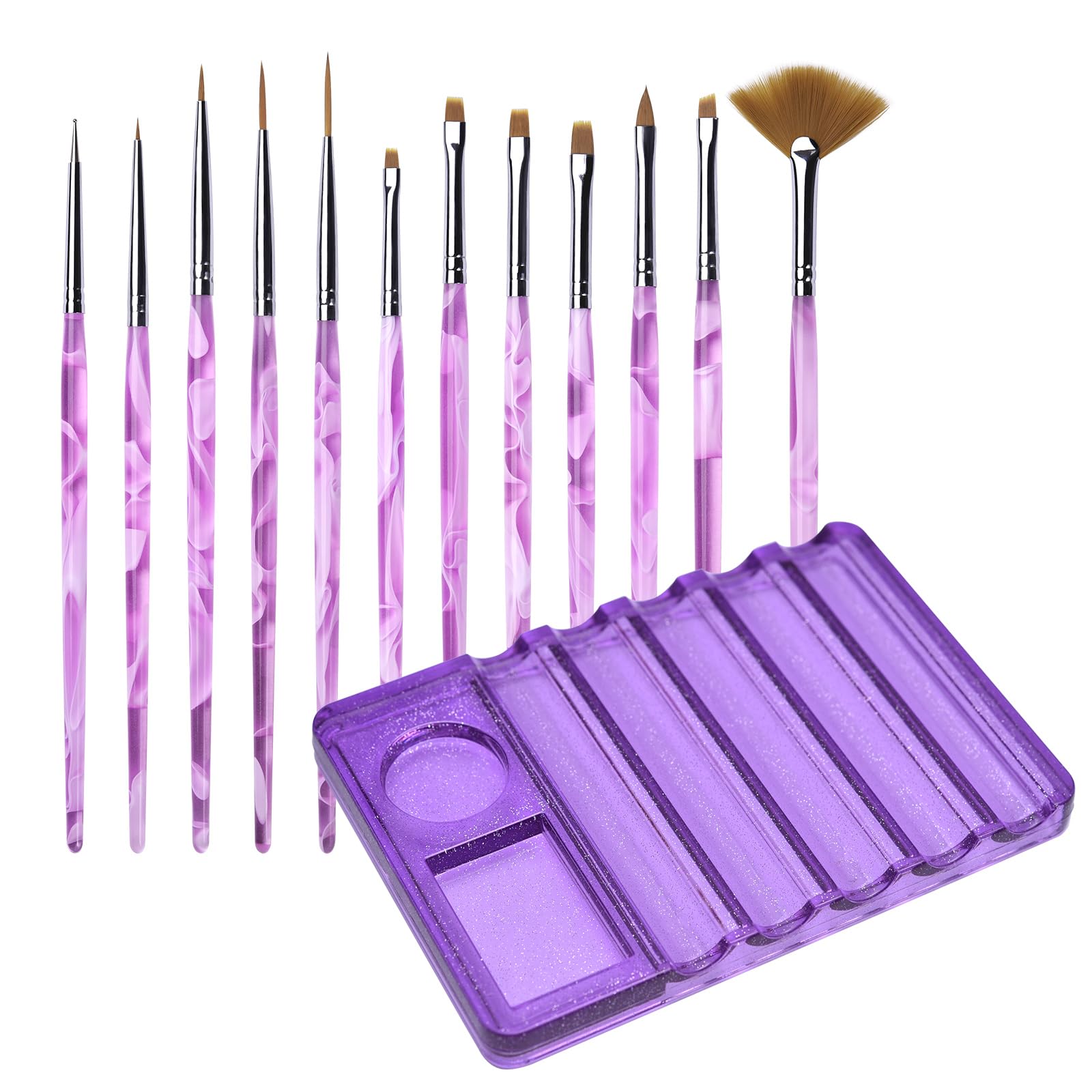 KAZIPOP Nail Art Brushes Set 13Pcs Nail Art Tool Set Gel Polish Painting Art Design Pen Striper Pen Dotting Pens Multifunctional Nail Brushes Gel Nail