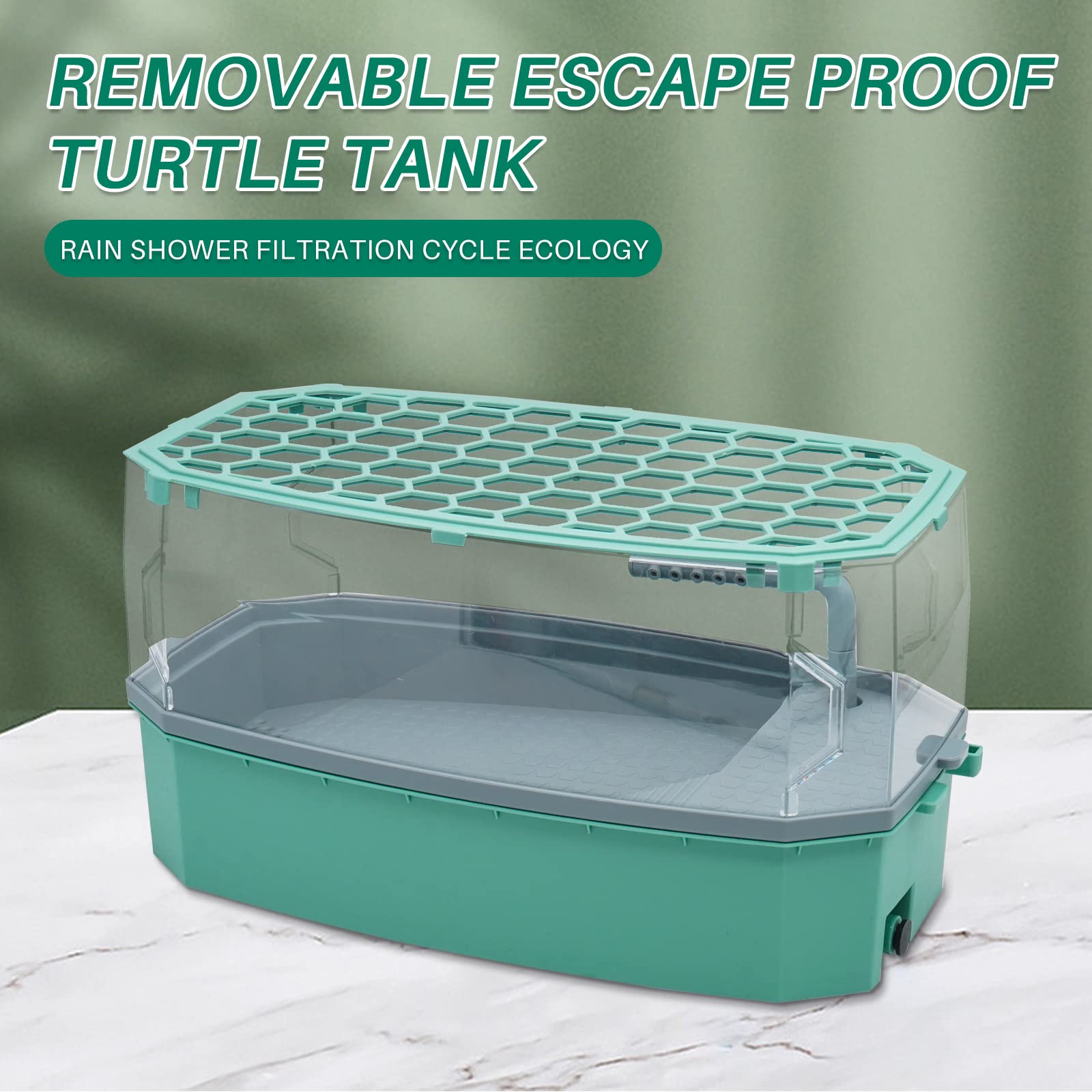 Turtle Tank Aquarium avec Pompe à Eau Habitat de Reptile Turtle Tank Terrarium Turtle Basking Platform avec Couche Filtrante du Système de Douche