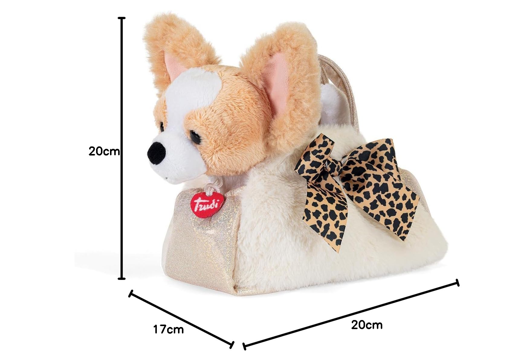 Trudi Cane Animalier Fashion Bag | Animali peluche idea regalo | 17x20x11 cm taglia XS | Fashion pets | modello 56080
