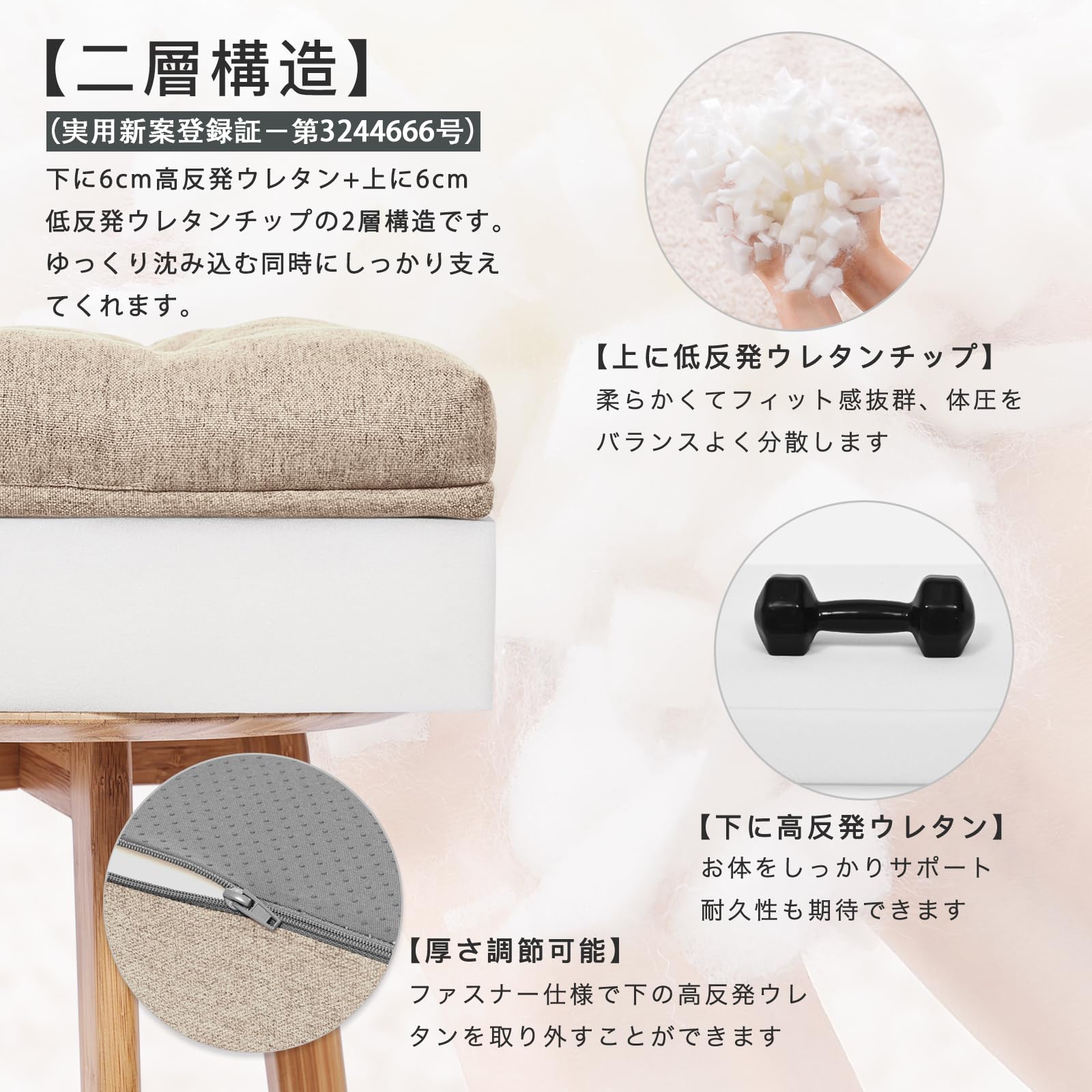 Amazon.co.jp: HAVARGO 座布団 クッション 床座り 大きめ 12cm極厚 低 