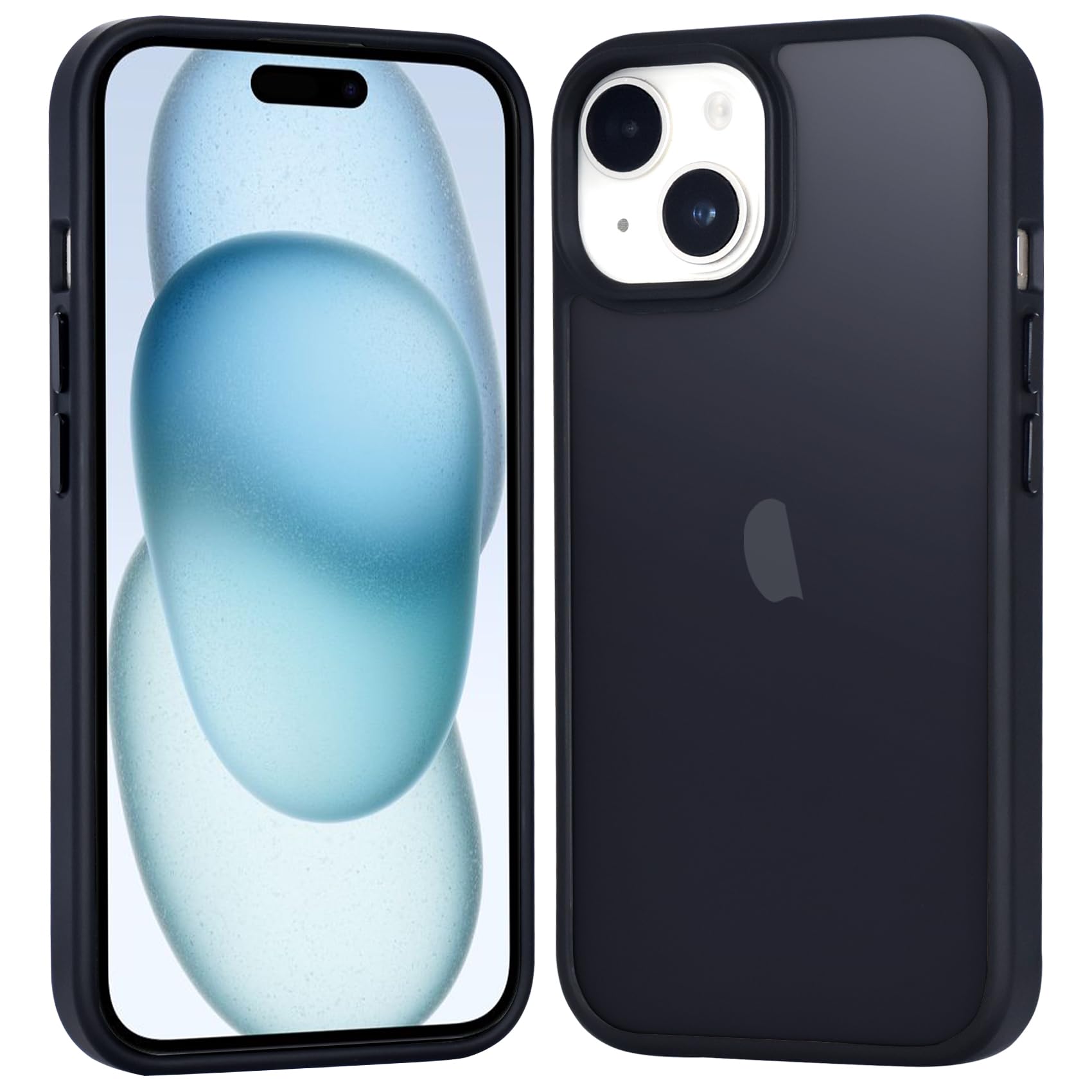 for iPhone 15 Plus Case Matte, Frosted Translucent Back Anti-Fingerprint Slim Shockproof Drop Protection Phone Cover for iPhone 15 Plus 6.7-Inch, Black