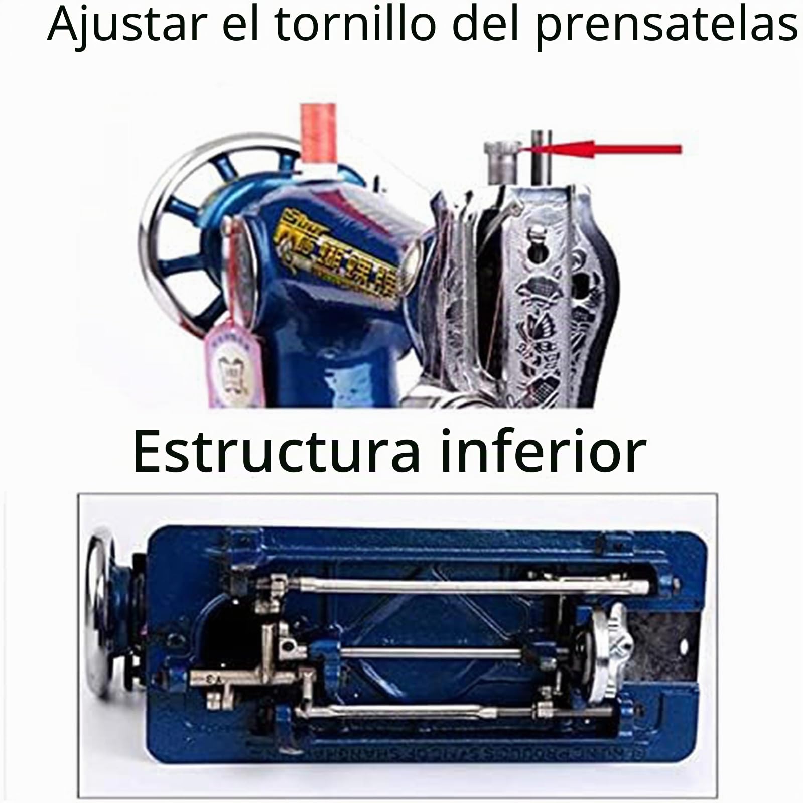 ZALIX Máquina De Coser Doméstica Antigua a Pedales, Eléctrica Pesada, A