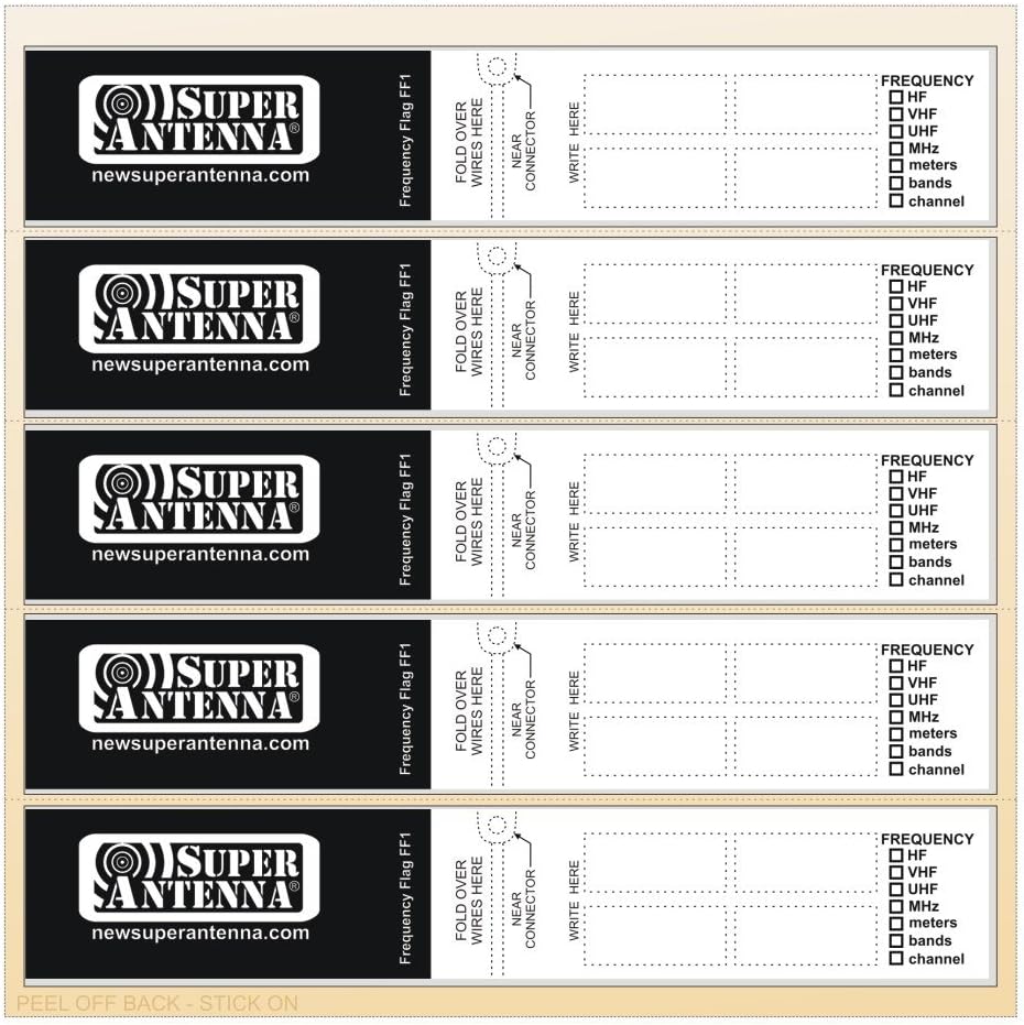 Super Antenna FF1B Frequency Flag Weatherproof Label 5-Pack