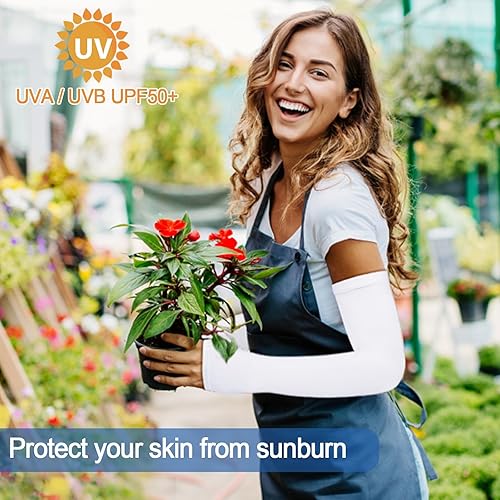 Miniatura 12 de 4 Pairs Gardening Sleeves Anti-Slip Arm Protection with Thumb Hole Sun Sleeve Cooling Arm Sleeves for Women Men Outdoor