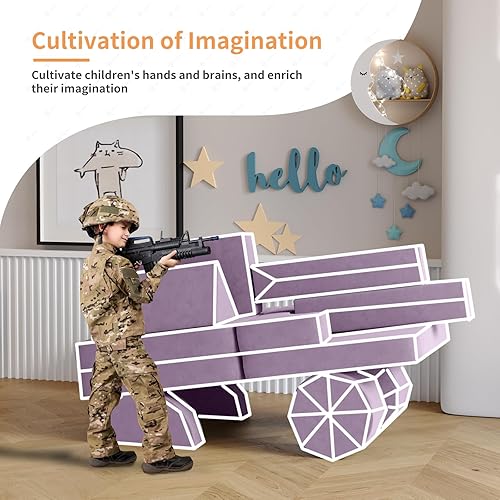 Miniatura 23 de Sofá modular de juegos para niños, 13 piezas, sofá modular para niños, sofá infantil para sala de juegos, sofá modular para niños y niñas, sofá de