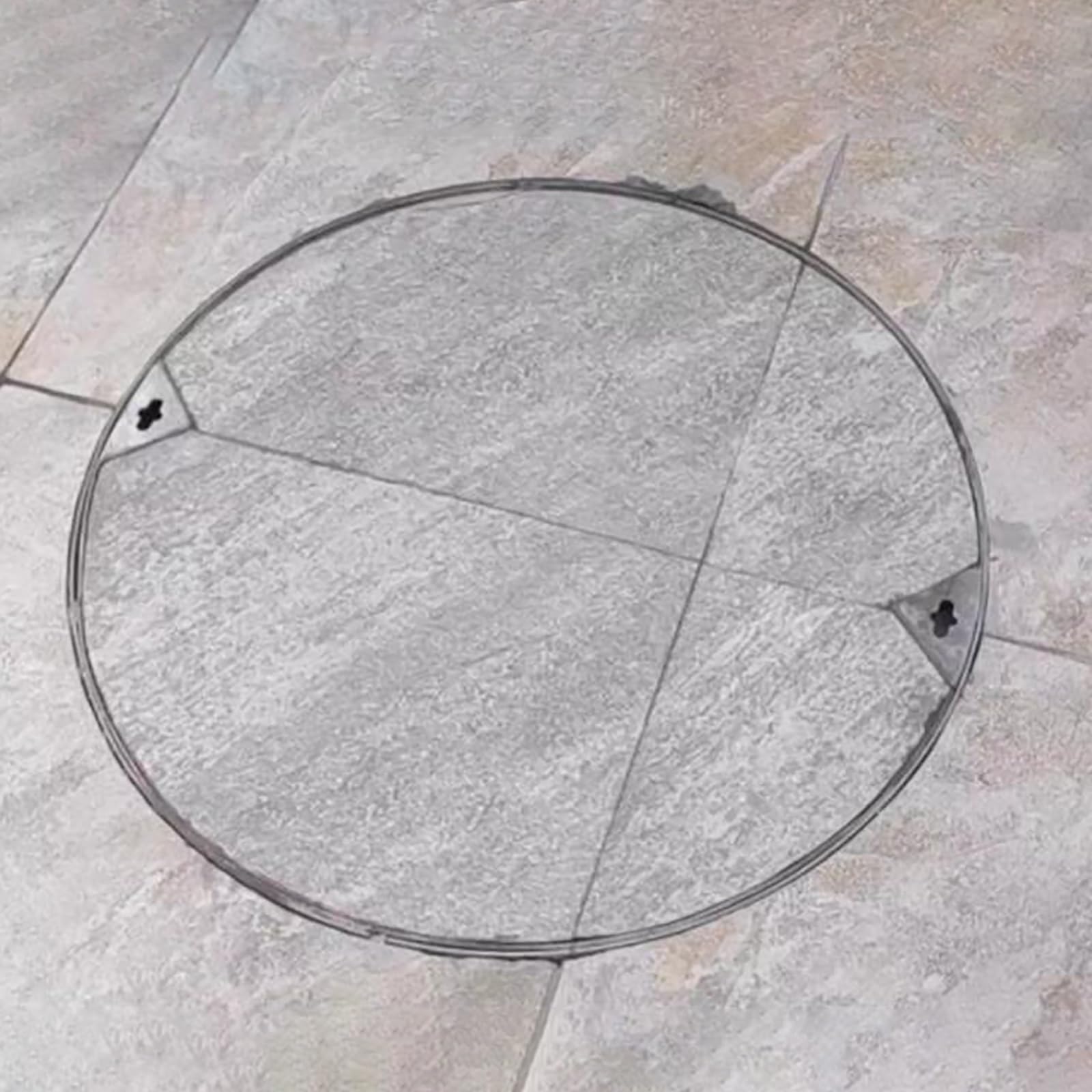 GLDYTVF Invisible Manhole Cover with Hook - Thick 3mm Round Stainless Steel Sewer Lid for Outdoor Use - Durable Septic Tank Cover Frame, Anti-Corrosion and Weatherproof