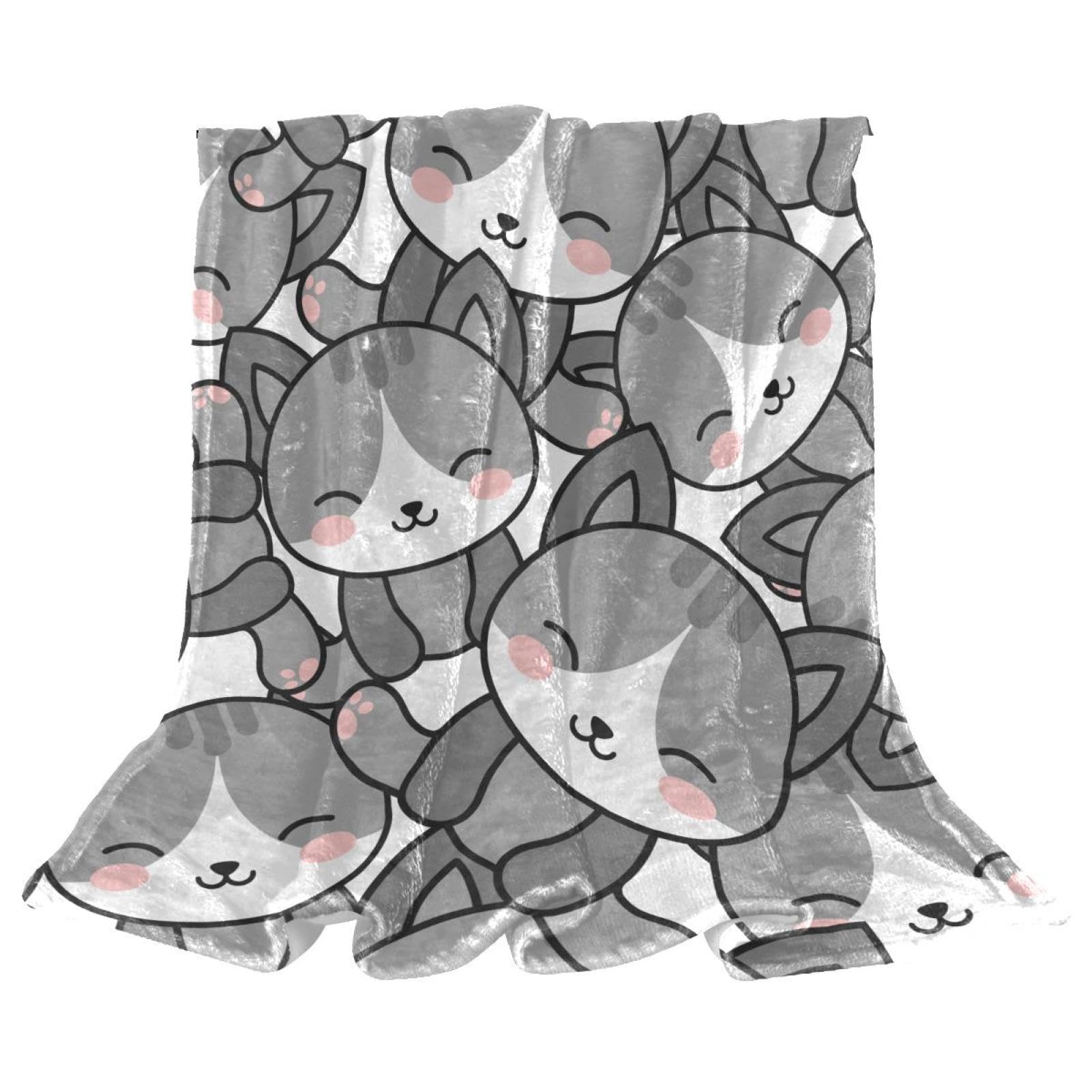 Couverture Polaire Chats Gris Plaid Douillet pour Soirée Canapé Salon