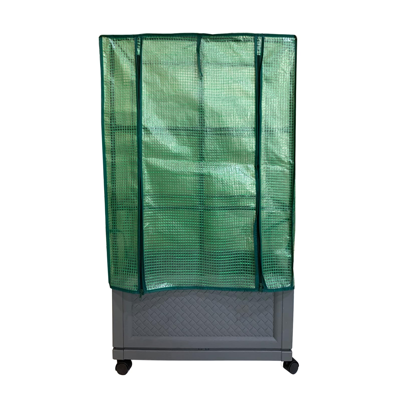 HTI living Pflanzkübel mit Rankgitter und Folienabdeckung Nessa 60x30 cm Gewächshaus Frühbeet für Balkon