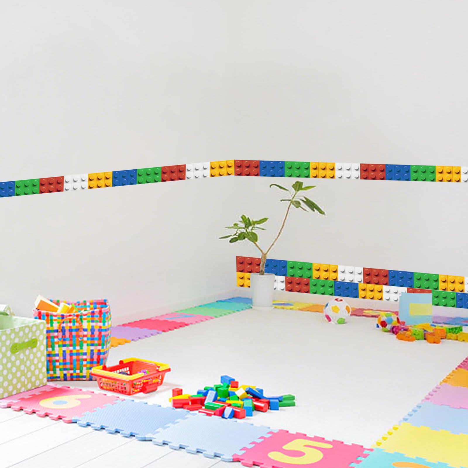 SUPERDANT Building Blocks Wall Stickers Colorful Blocks Wall Decals Nursery Art Stickers DIY Vinyl Walls Art Stickers for Children's Room School Kindergarten Playroom Sitting Room - Image 4