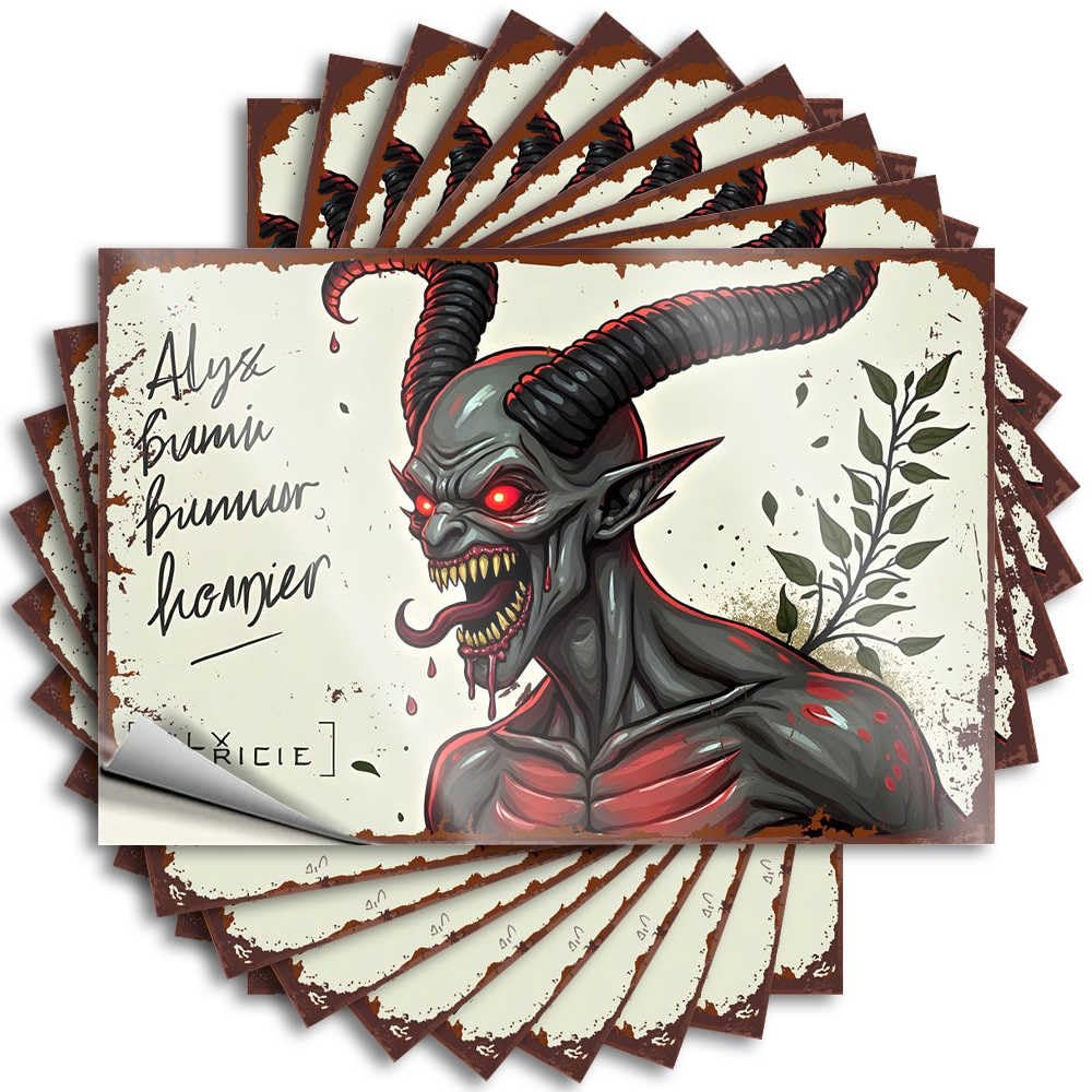 Fun Stuff, Saying Funny Cover Quote Stickers, Personalized No Residue Decals for Luggage | Outside Party Favor Custom Fiery Demon with Horns and Tongue Out(12X18CM)