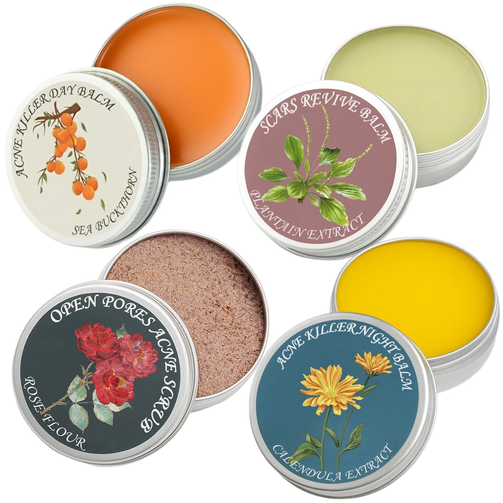 Organic Acne & Redness Relief Set – Organic Acne & Redness Killer Balm, Natural Clearing Balm for Face – Soothing Breakout Control & Skin Repair Kit for All Skin Types