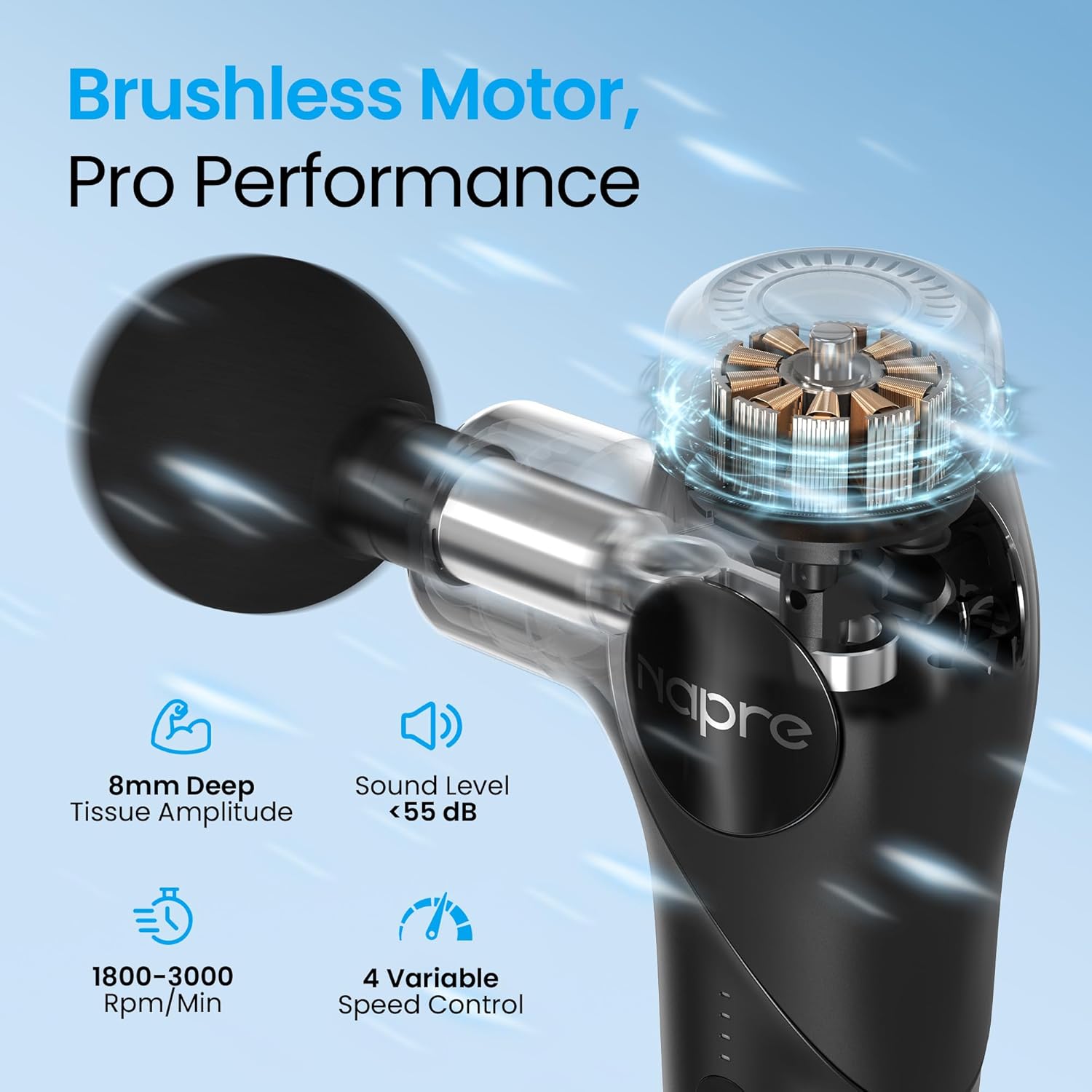 NAPRE 3-in-1 Mini Massage Gun with Heat and Cold,Deep Tissue Back Massage with Detachable Handle for Neck/Body Pain Relief,Portable Handheld Percussion Muscle Massager,Small & Quiet,5 Heads,with Case