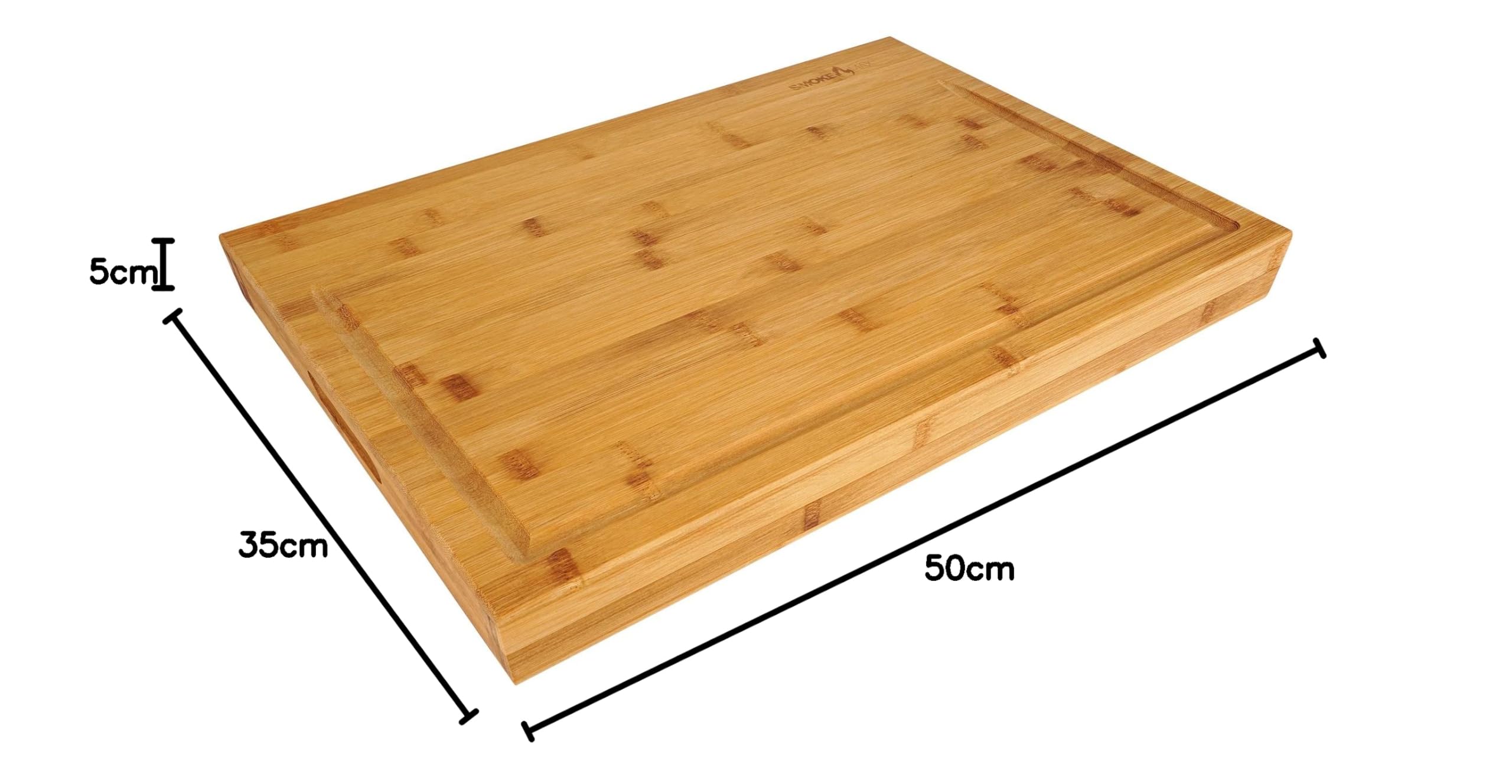 SmokeMax 2-1 grand bloc en bois massif avec planche à découper et plateau de service en bambou naturel (env. 50 x 35 x 5 cm)