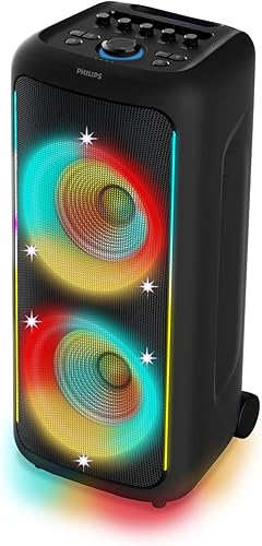 Philips TAX5000 Altavoz Bluetooth Party con 200 W, sonido máximo de 200 W, bajo +, espectáculo de luces RGB, batería de 14 horas, multialtavoces TWS