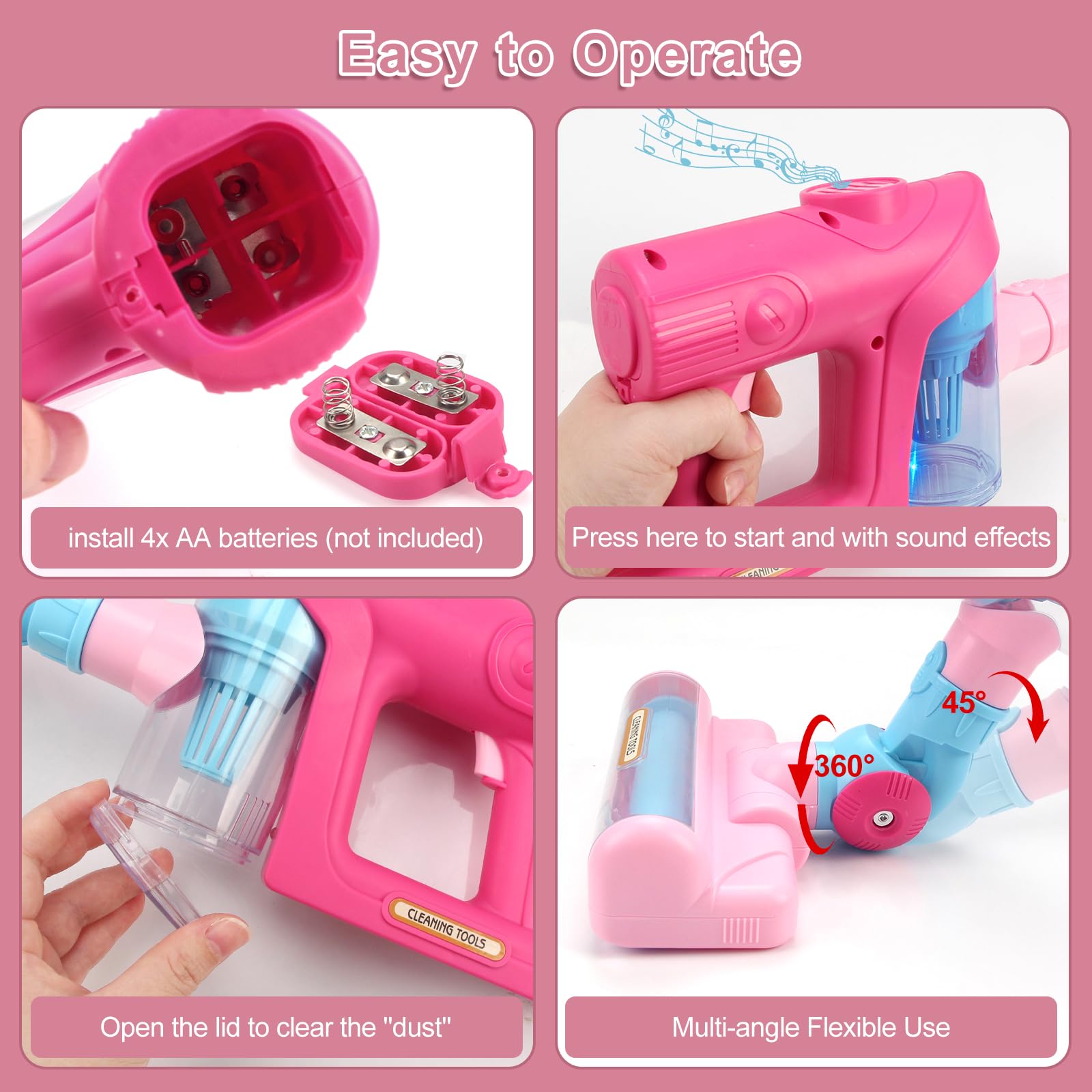 Aspirateur électrique Jouet, avec lumières, Sons.prétendent Essayer Les Outils de Nettoyage, pour Les Enfants âgés de 3 à 6 Ans Anniversaire