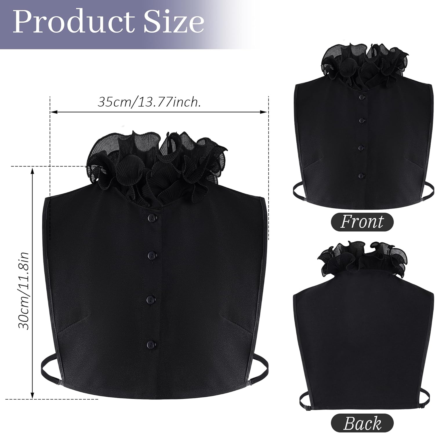 Fake Collar Detachable Dickey Collar Cuff Chiffon Half Shirts False Collar for Sweater Coat Grauation Christmas - Image 4