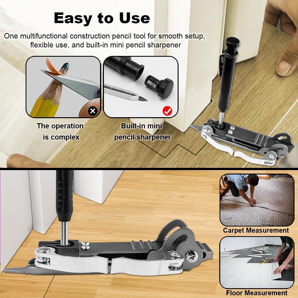Multi-function Scribing Tool with Deep Hole Construction Pencil, DIY Woodworking Scribe Gauge Scriber Line Maker Measuring Tool, Aluminum Alloy Carpenter Scriber Tool