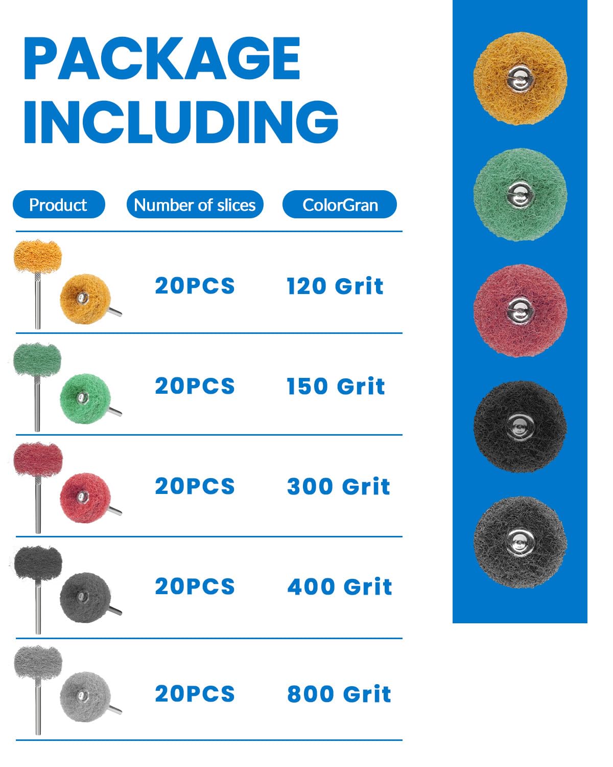 Abrasive Buffing Wheels - 100 Pack for Rotary Tools -8