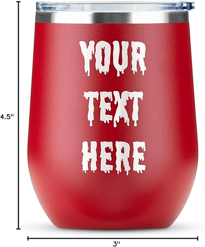 Miniatura 9 de Vaso de vino personalizado con texto grabado personalizado, taza de acero inoxidable de 12 onzas, vaso de café de viaje con aislamiento al vacío de