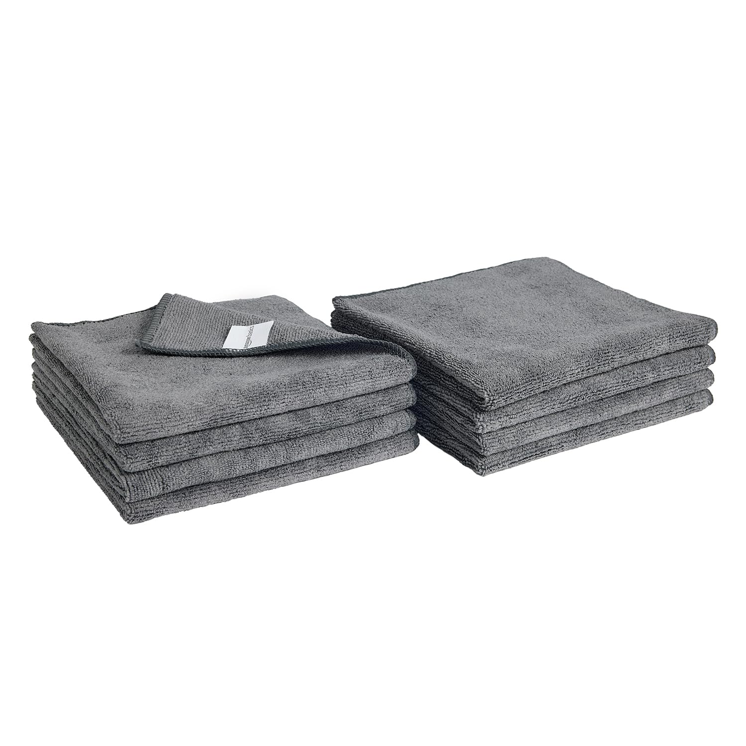 amazon basics Pack of 8 Microfiber Cleaning Cloth | 300 GSM | Ultra Soft | Super Absorbent | Reusable |Grey| 40cm X 40cm