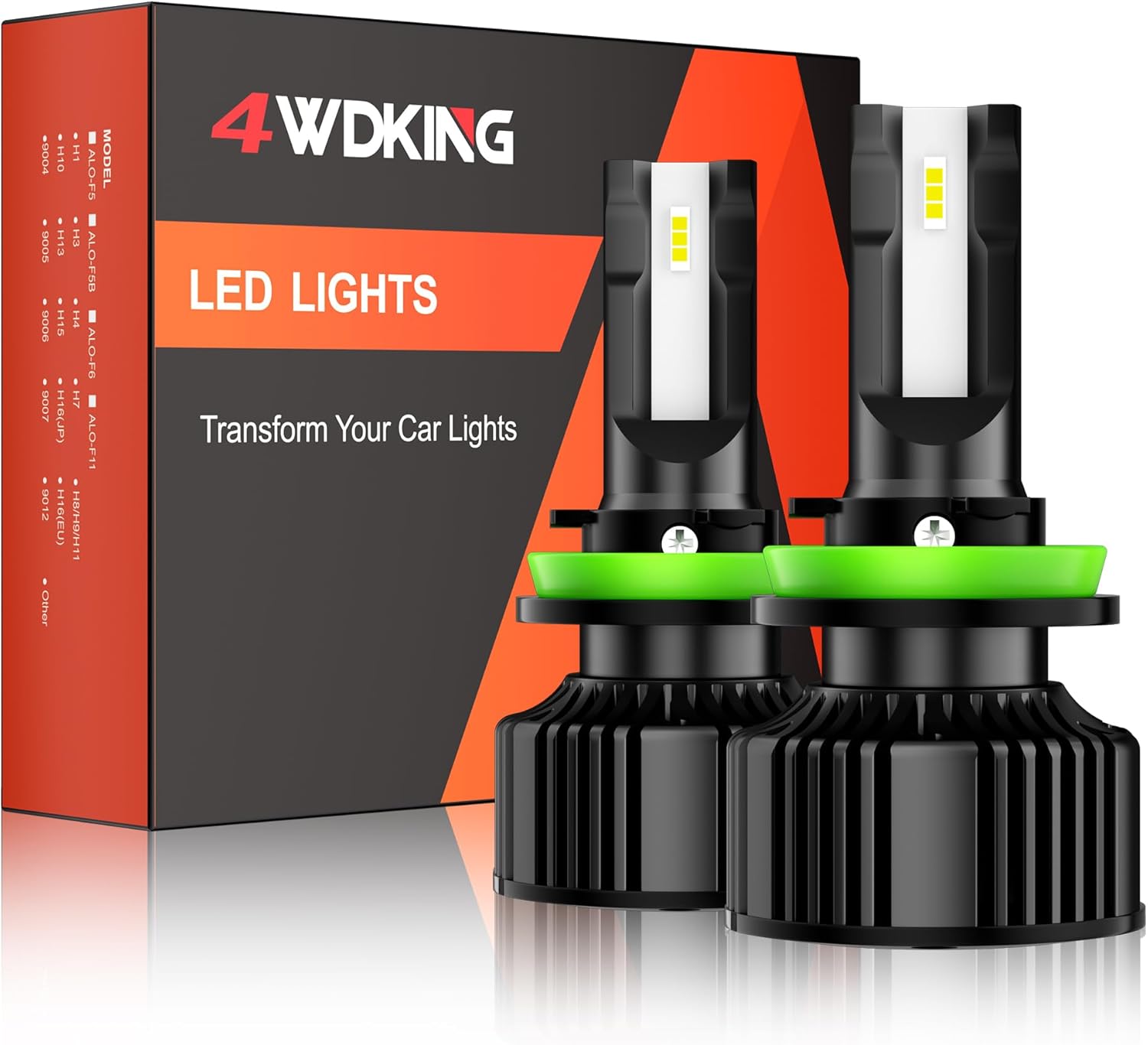 4WDKING H11 led light bulb, 6500K 300% Brightness Upgraded led lights, 12000 Lumens Plug and Play, Non-polarity,2PCS