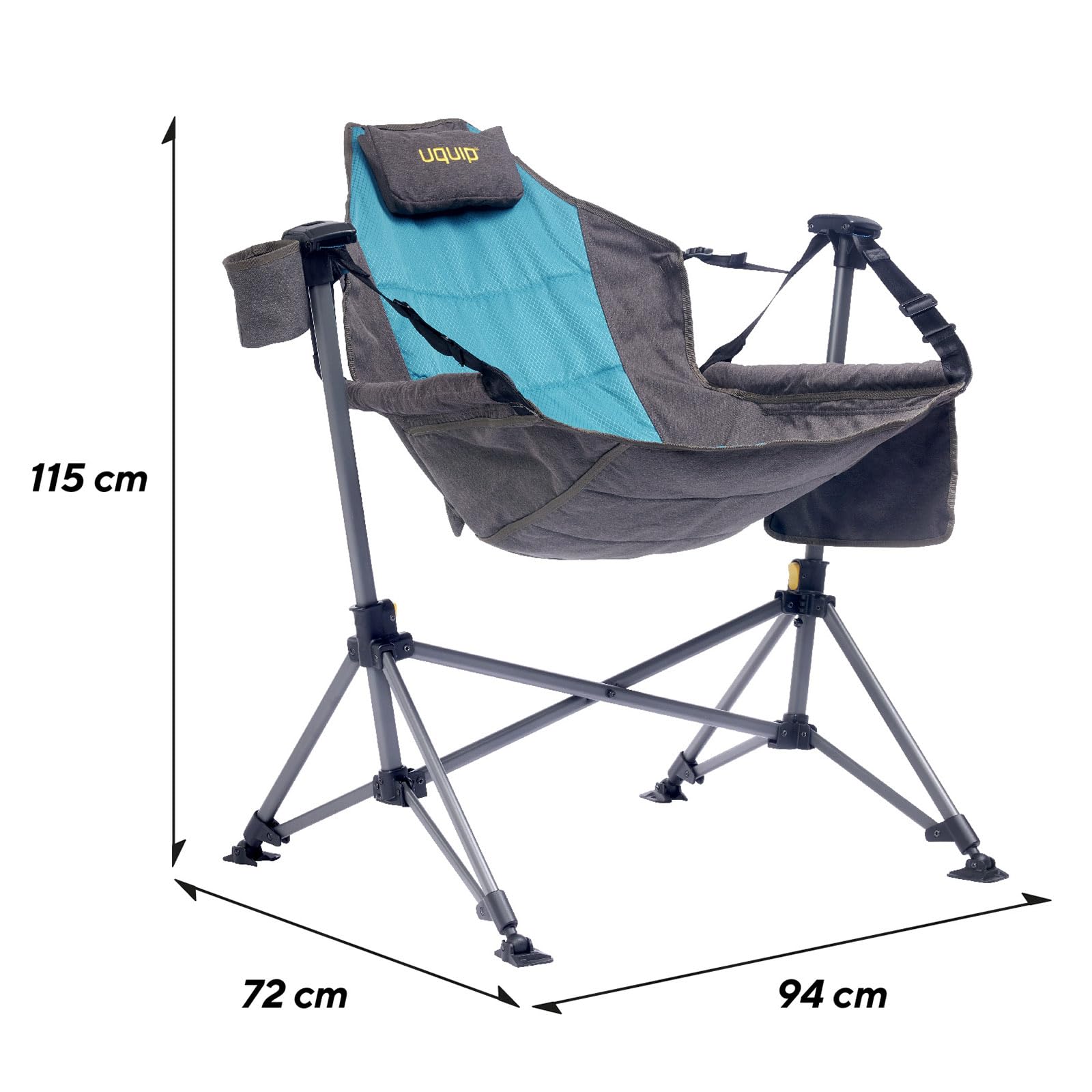 Uquip Campingstuhl Rocky 2.0 Strandstuhl Schaukelstuhl Hänge Sessel Klappstuhl Petrol/Grey Küche, Haushalt & Wohnen