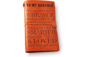 To My Brother Leather Journal Notebook, Valentine Gift for Brother
