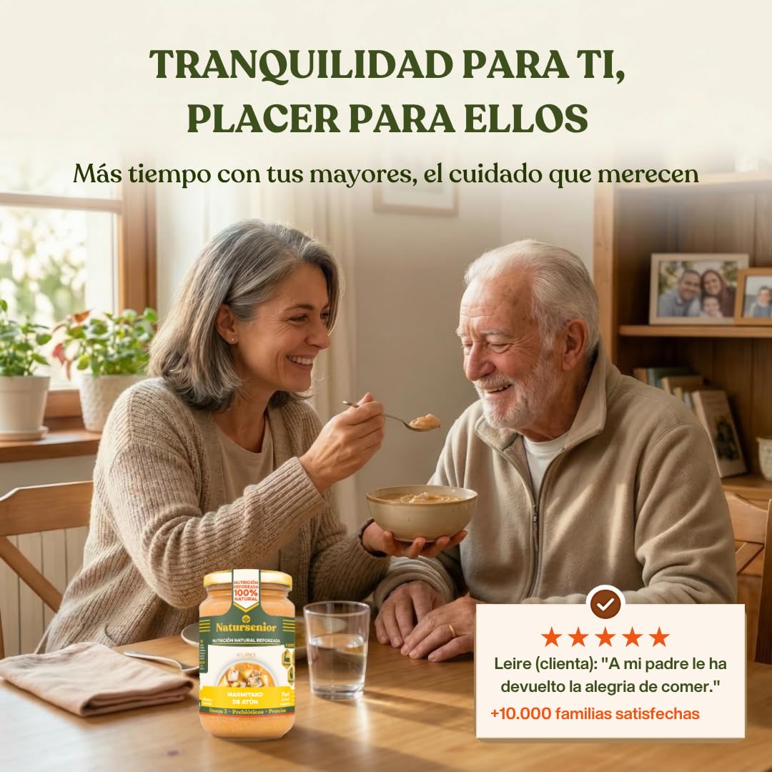 Natursenior - Comida Triturada para Personas Mayores - Pack Puré de Marmitako de Atún - 100% Natural, Omega 3, Fibra, Proteína - 6 uds x 340g
