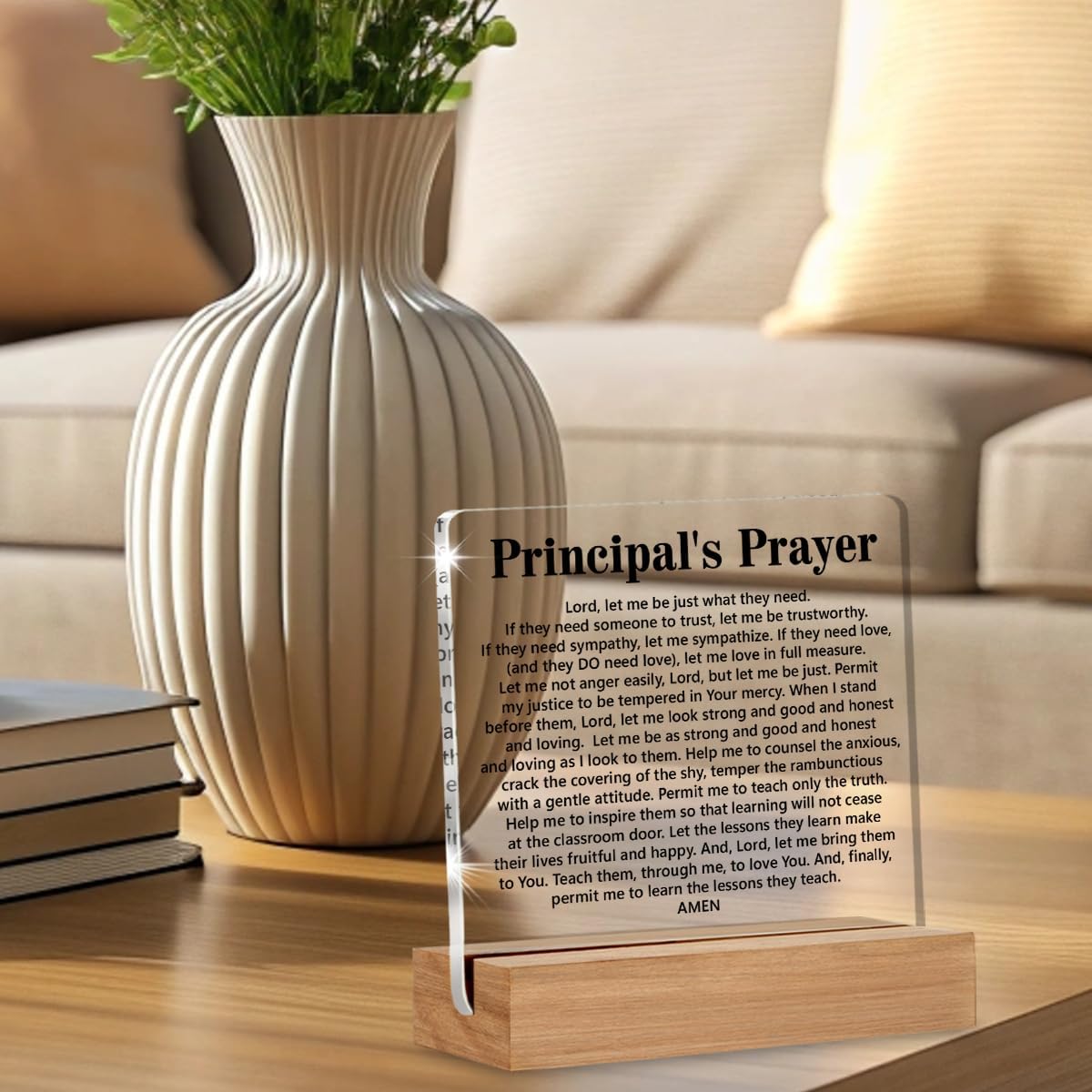 Religious School Principle Gifts for Women Men, Christian Gifts for Principle Prayer Clear Acrylic Decorative Sign Office Decor - Image 3