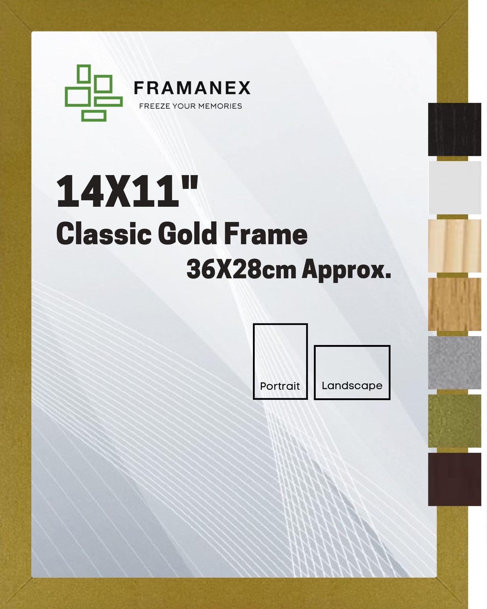 FRAMANEX Modern Dome Shape Frames | Gold Colour 14X11 Picture Photo Poster Frames | 11X14 Inch Rectangle Picture Frame | Beautify Your Walls with SD Mold Wood Finish Photo Frame โ image 1