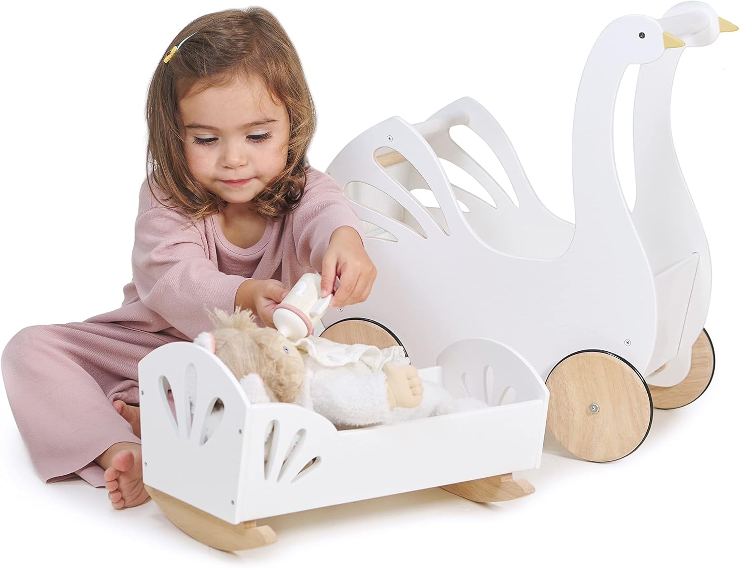 Tender Leaf Toys - Sweet Dreams Dolly Bed - Wooden Baby Doll Rocking Cradle with Bedding and Accessories - Encourages Love and Nurturing Play for Boys and Girls - Age 18m+ - Image 4