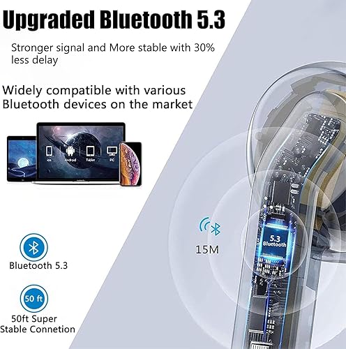 Miniatura 3 de Auriculares inalámbricos Bluetooth, auriculares de reproducción de 42 horas con micrófono, funda de carga, IPX7 impermeable, graves profundos,