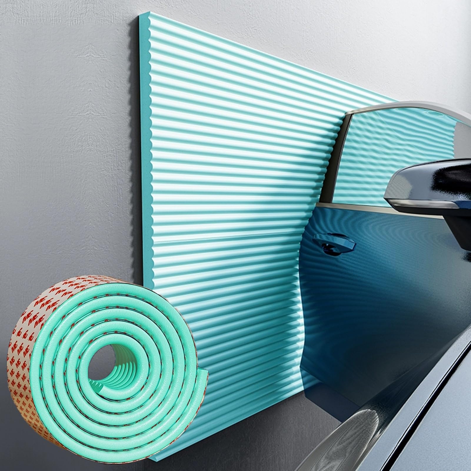 20 cm Wide Garage Wall Protector - Wall Corner Edge Bumper Guards, NBR Foam Protector Padding for Car Door, DIY Cutting Wall Column Guard for Parking Garages, Anti-Collision(Green,200 cm x 20 cm)