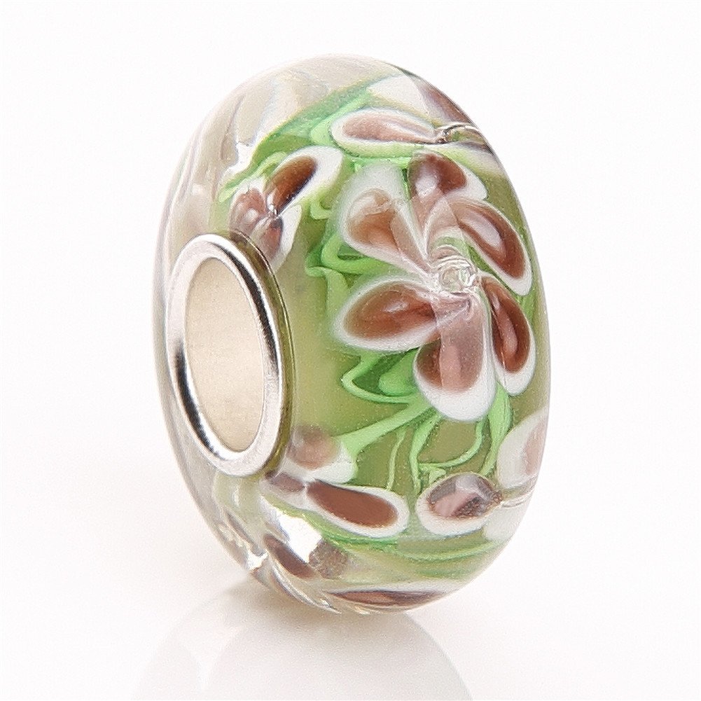 HYBEADS One Per 925 Silver Lampwork Murano Glass European Beads - Compatible with Most European Style Charm Bracelets.