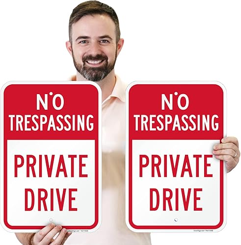 Miniatura 4 de SmartSign Señal de unidad privada No Trespassing - Paquete de 2, 18 x 12 pulgadas, compuesto de aluminio de 0.079 pulgadas, agujeros preperforados,