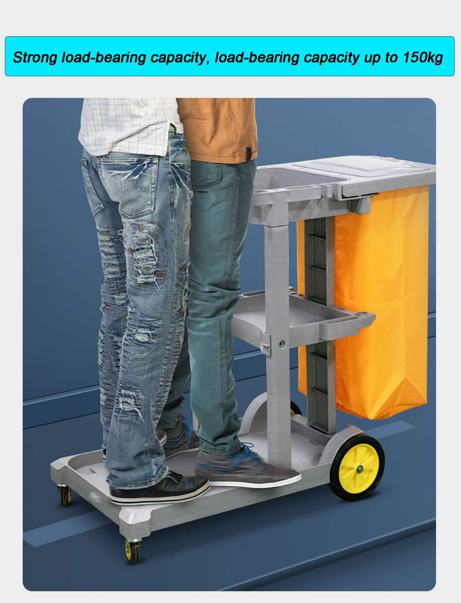 Carrello per pulizie su ruote con copertura e borsa in nylon, carrello di pulizia per pulizia in hotel, ristoranti e ospedali