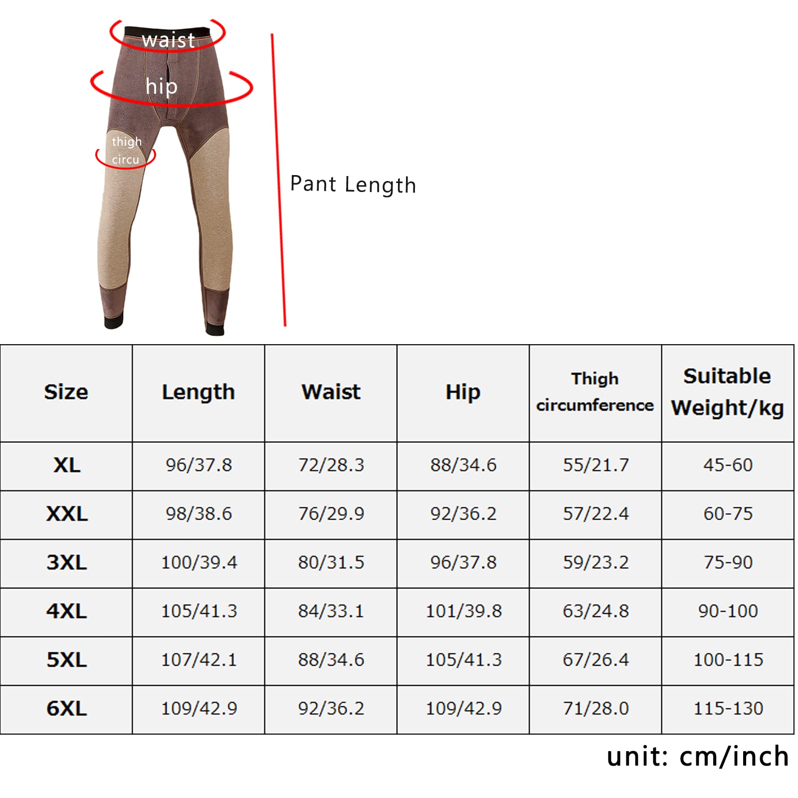 Pantalones de Capa Base Térmica para Hombres Grueso Cálido Ropa Interior Calzoncillos Largos Invierno Pantalones Polainas(Size:XL,Color:Negro)