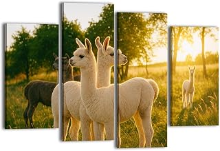 Canvas Wall Art for Bedroom 4 Panels Beautiful sunrise Europe farm scene Framed Art Prints Wall Decor for Bathroom Ready to Hang Western Home Decor Office Bar