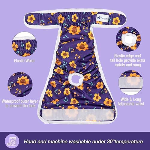 Miniatura 31 de Pet Soft Washable Female Diapers (3 Pack) Female Dog Diapers, Comfort Reusable Doggy Diaper for Girl Dog in Period Heat (Sprightly, XS)