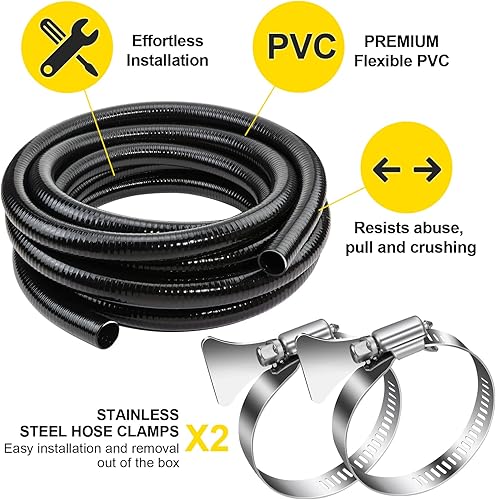 Miniatura 5 de Tubo de PVC flexible de 1.5 pulgadas de diámetro, tubo de PVC negro, manguera de piscina de 1.5 pulgadas x 25 pies, tubo de manguera de spa para