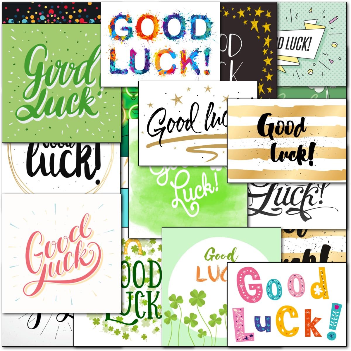 doodlecards Pack of 20 Mixed Good Luck Cards. Multipack Good Luck in Exams New Job School College with Envelopes Blank Inside. Printed in UK. 100% Recyclable