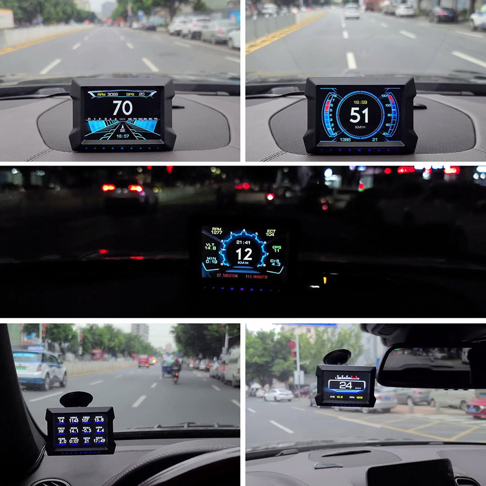 HUD para automóvil, Pantalla de indicador GPS OBD2 universal, velocímetro digital para automóvil con medidor de pendiente, advertencia de sobrevelocidad, HUD inteligente