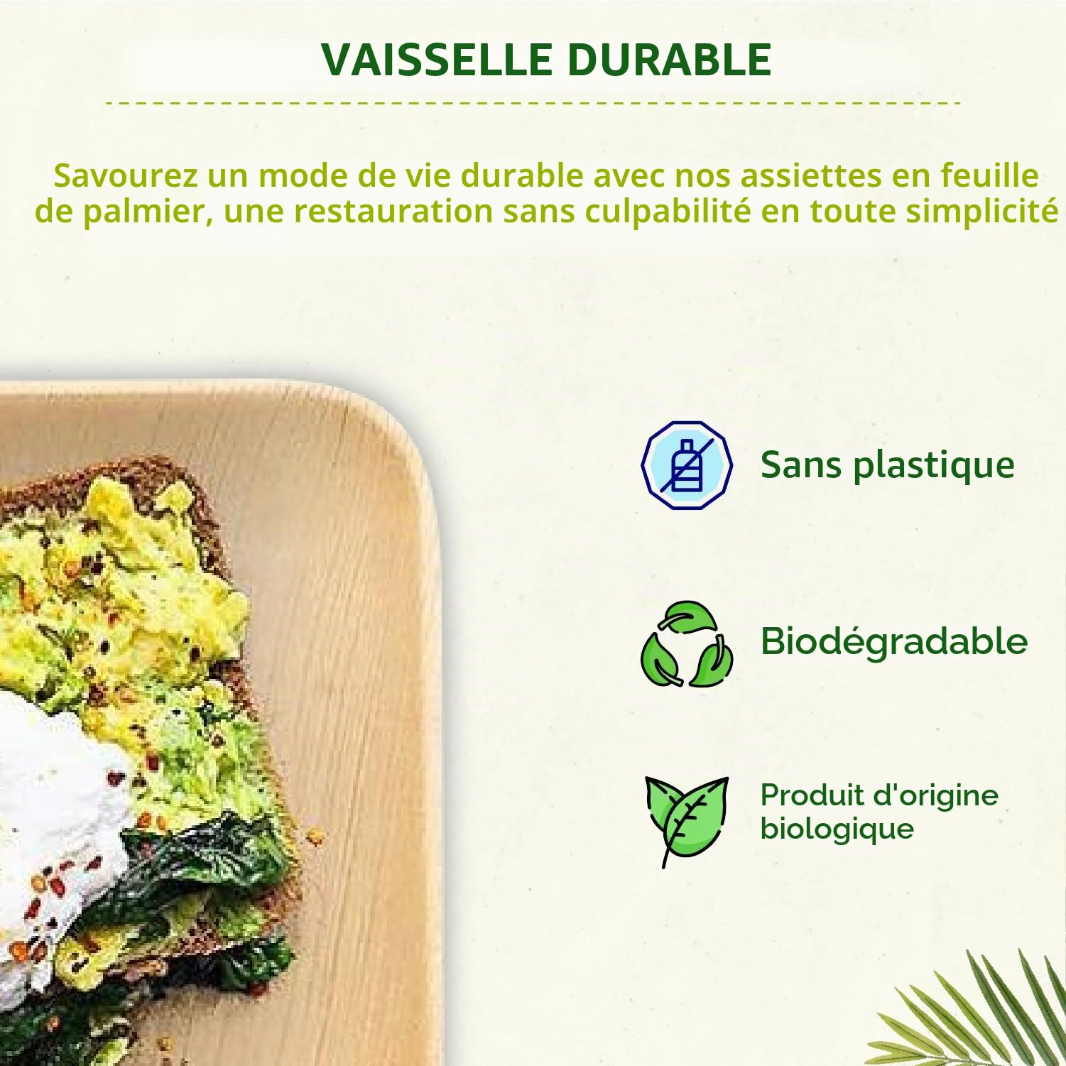 ECO Leaf Lot de 10 plateaux de service jetables en bois | Grands plateaux de 35 x 25 cm | Assiettes jetables écologiques et biodégradables, TRAY14X10