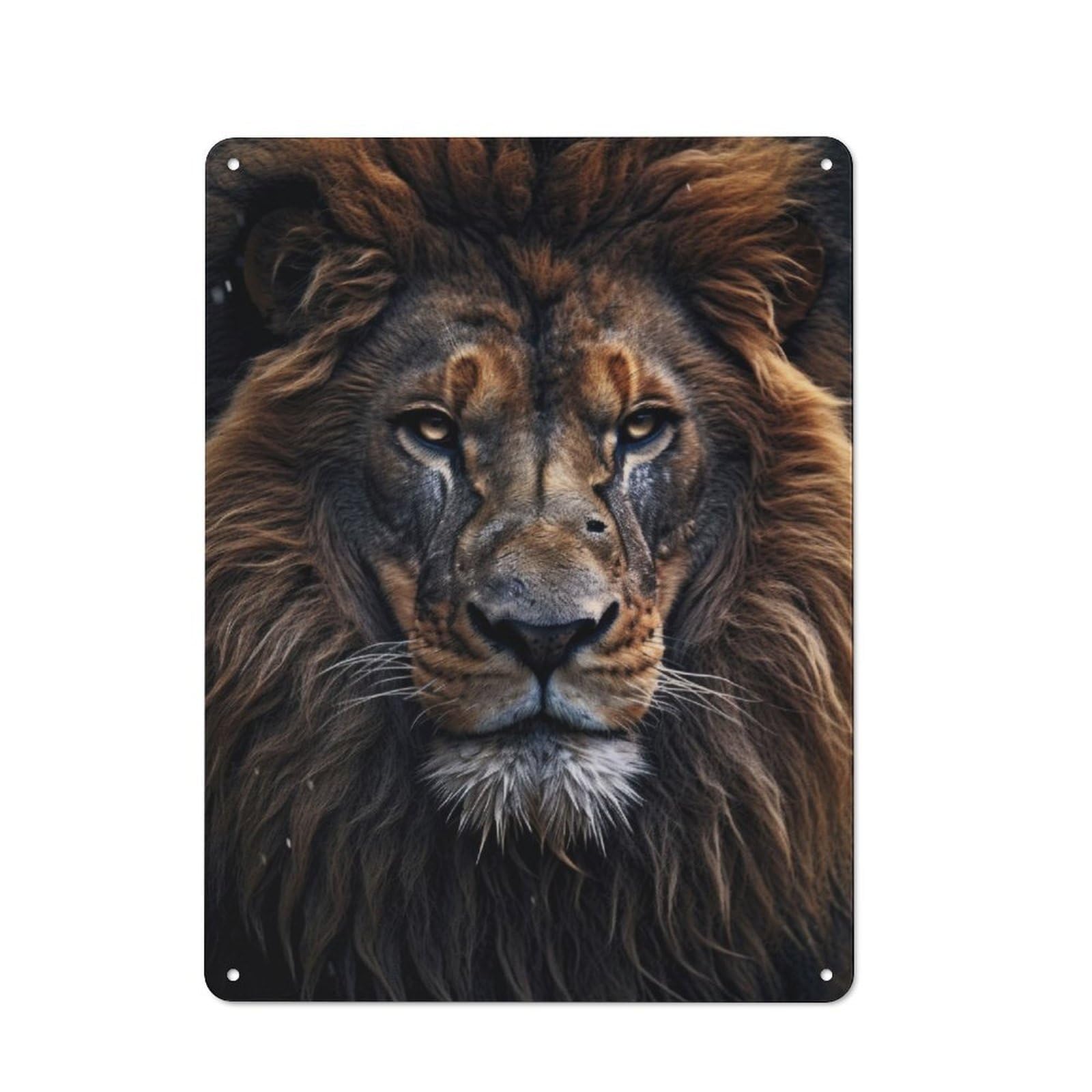 Junmoney Lion Closeup Face Rustic Metal Sign 40X30cm For Living Room Or Hallway, For Winter Room Styling In Living Room And Hallway