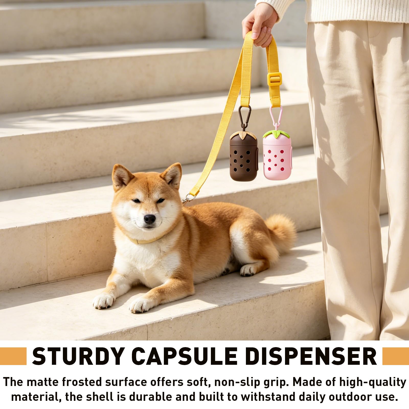 Lot de 2 distributeurs de sacs à déjections canines avec sacs à déjections canines, jaune et rouge