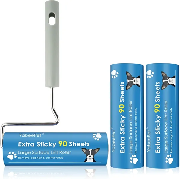 Extra Sticky Large Surface Lint Roller, 6.3'' Giant Lint Roller for Pet Hair, Lint Remover Roller for Cat Hair, Clothes, Furniture (1 Handle + 270 Sheets)