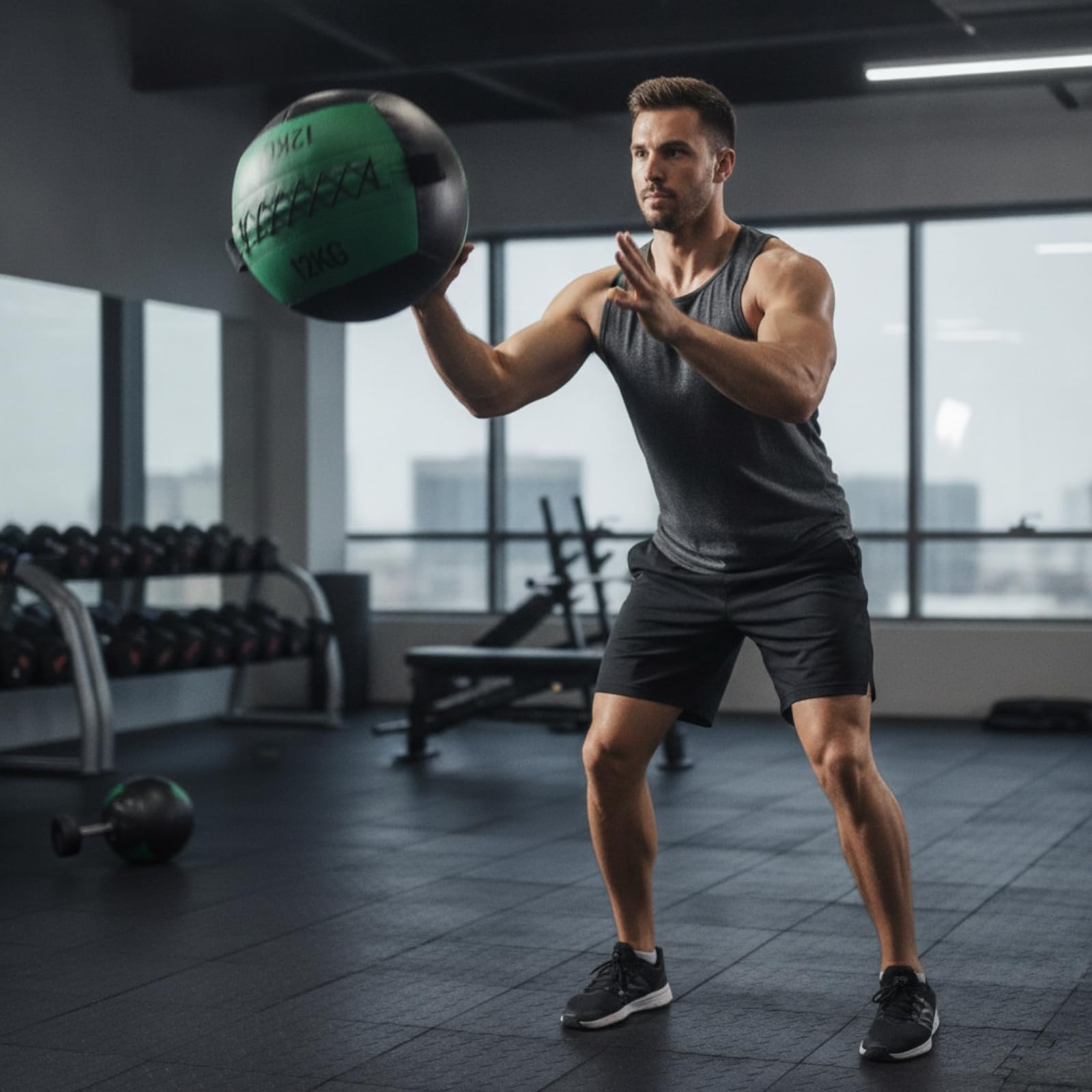 MERIGLARE Gewichteter Trainingsball Medizinball Gymnastikball Fitnessball mit Seitlichen Handgriffen Strukturierter Oberfläche Und Stabiler Naht Gefertigt aus