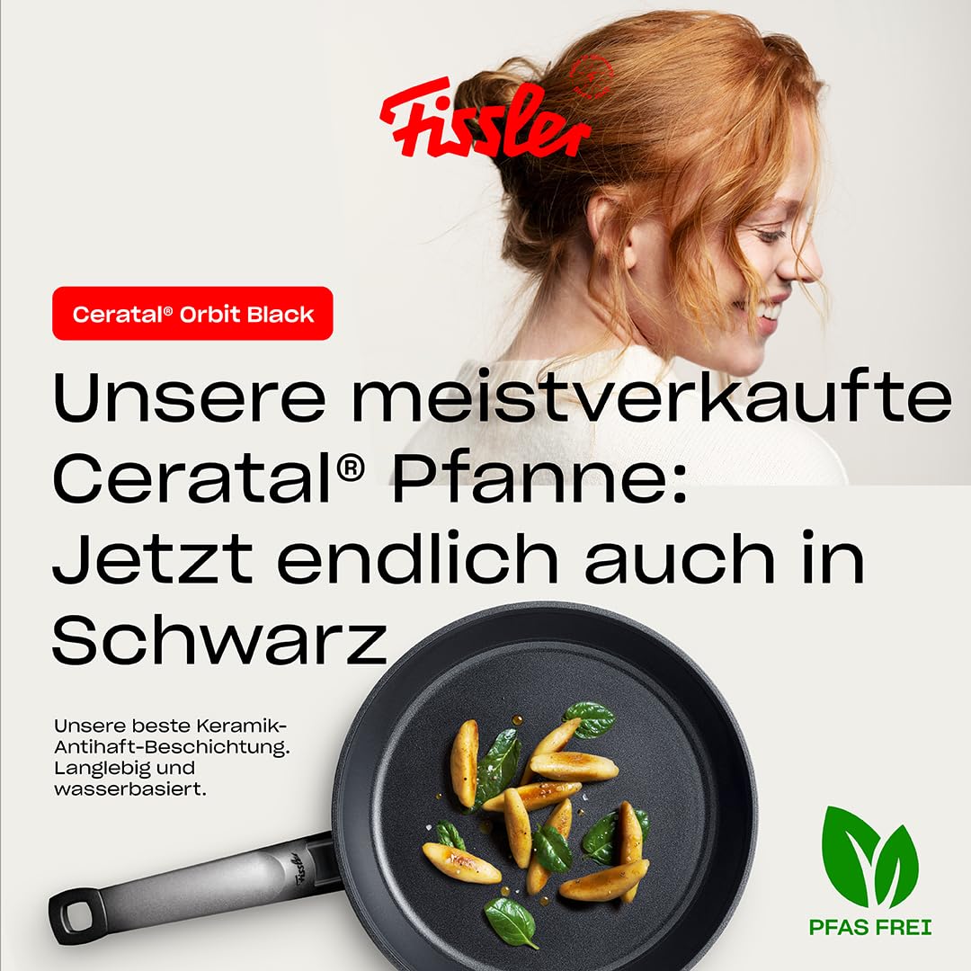 Fissler Ceratal Classic Orbit Black Padella in alluminio, con rivestimento in ceramica, diametro da 28 cm, antiaderente, per piani cottura a induzione