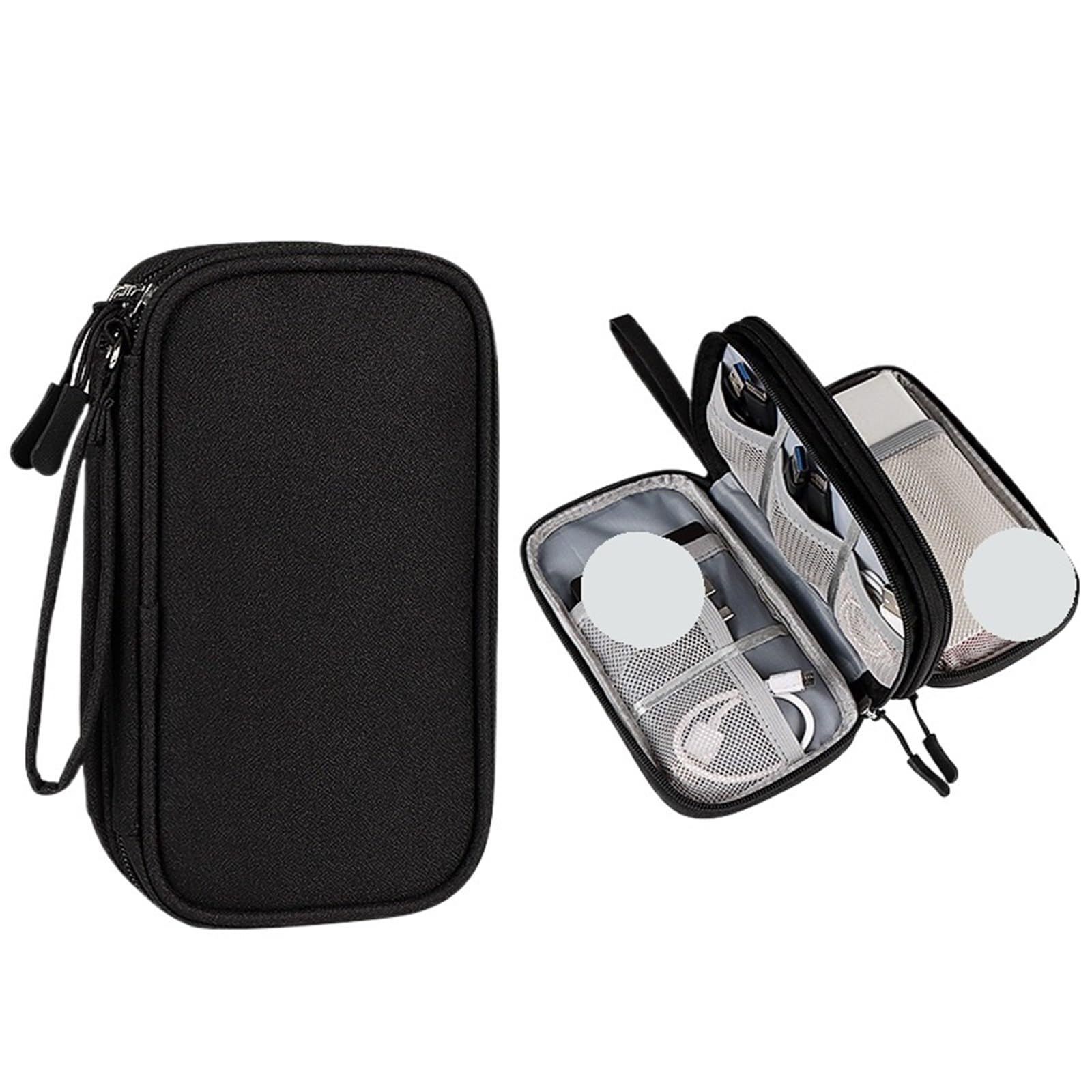 Borsa Organizer Per Cavi Borsa For Cavi Da Viaggio Custodia Digitale Portatile Caricabatterie Dati Organizzatore Accessori Elettronici Impermeabile(2 Layer-Black)